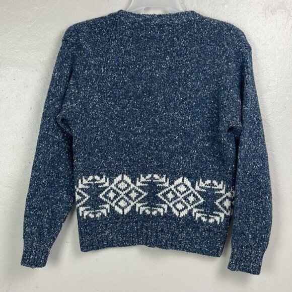 Vtg St Johns Bay Women's Medium Blue Southwest Wool Blend Cardigan - Picture 2 of 11